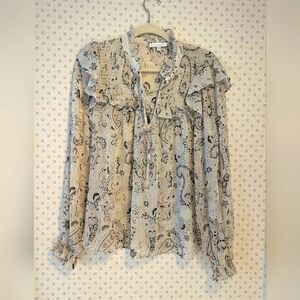 Maison d' Amelie M Blouse Paris Anthropologie pink ruffles sheer feminine size M